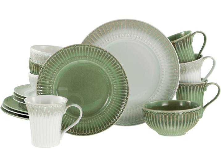 Kombiservice CREATABLE Celadon, Service 16-tlg. , grün (bunt), 16, Steinzeug, Geschirr-Sets, Kombiservice, Elegantes Stabrelief, Farbverlauf