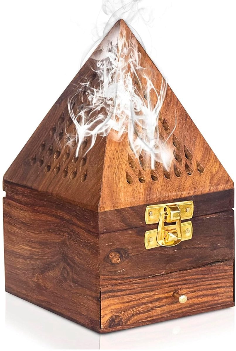 Handgemaakte houten wierookhouder