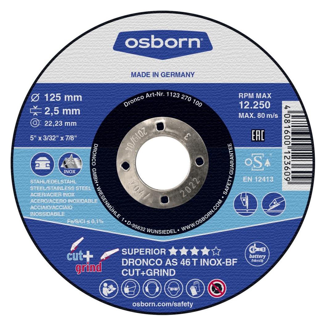 Osborn Kombi-Trenn- und Schruppscheibe AS46T Inox Cut+Grind 115x2,5 mm T42 (80131118)