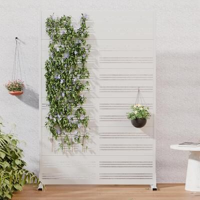 Lirago "Outdoor Metal Privacy Screen Freestanding Decorative Patio Fence Divider Weather Resistant Privacy Panel White - 72""H x 47""W"