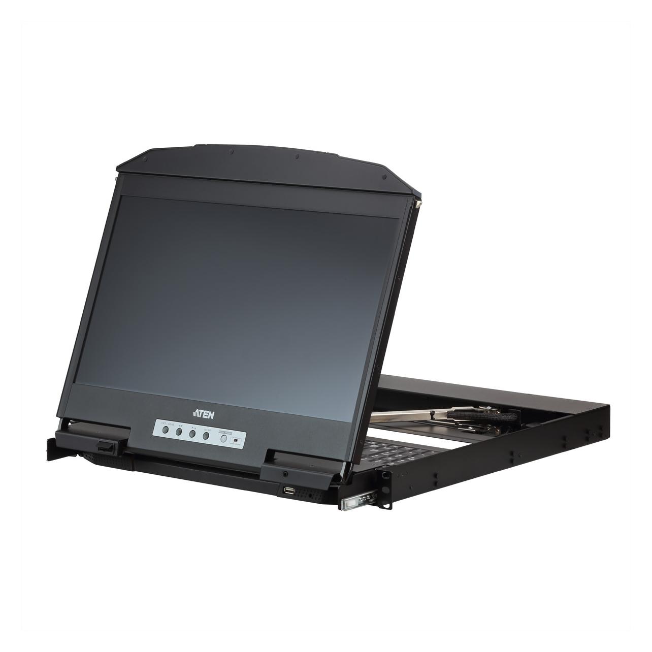 Aten CL3800NW UK Kurze Dual-Rail 18,5"-LCD-Konsole (USB HDMI DVI VGA) UK-Layout (CL3800NW GB)