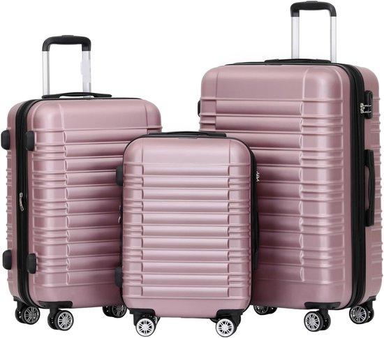 Famanu Hartschalen-Trolley mit Doppelrollen - Größe M, L, XL, Rosa