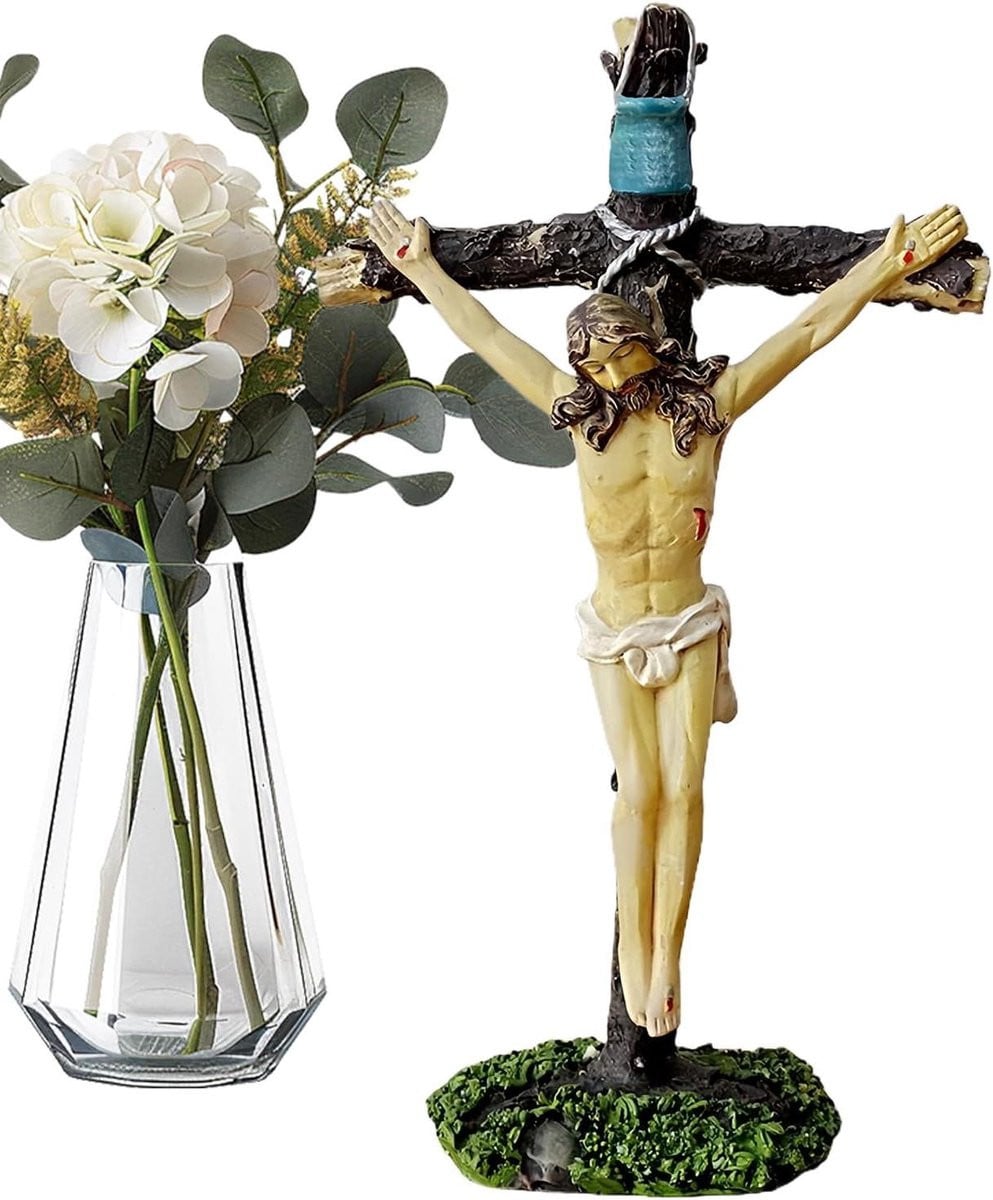Kruisbeeld Jezus Christus Religieus Beeldje Bruin - Hoogte: 18 cm