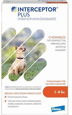Interceptor Plus Chew For Dogs 2-8lbs (Orange) 3 Chews