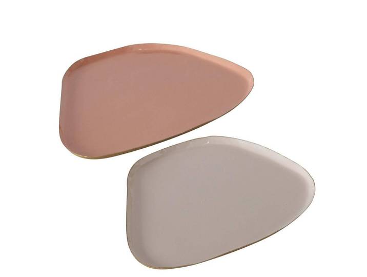 Boltze Home Tablett Soofty 2er-Set, Rosa, Metall, 1 cm, Dekoration, Dekoartikel, Dekoteller & -tabletts