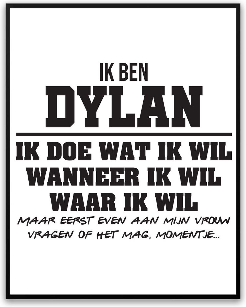Dylan Partner toestemming vragen Fotolijst met glas 30 x 40 cm - Man Vrouw - Grappige Poster