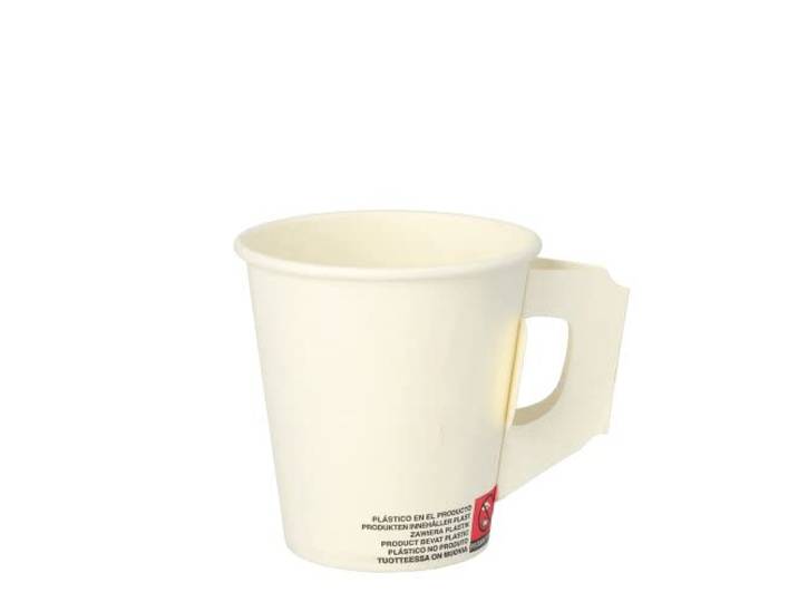 PAPSTAR 2000 Pappbecher mit Henkel, 0,18 l Ø 7,3 cm · 7,8 cm Weiss Kaffee Glühweinbecher