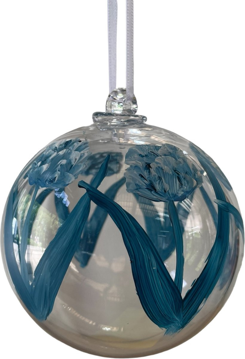 Bohemien kristallen bol met Delfts blauwe tulp