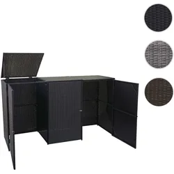 3er-Mülltonnenverkleidung HWC-E25, Mülltonnenbox Mülltonnenabdeckung, Poly-Rattan 3x120l ~ schwarz