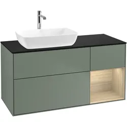 Villeroy & Boch Waschbeckenunterschrank Finion G81, Olive Matt Lacquer, 1200x603x501mm, mit Beleuchtung und SoftClosing
