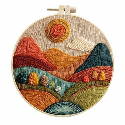 Handstickmuster für Sonnenaufgang am Berg