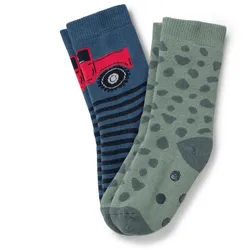 Tchibo - 2 Paar Kinder-Antirutsch-Socken - Jungen - Gr. 27-30 - dunkelblau/jacquard
