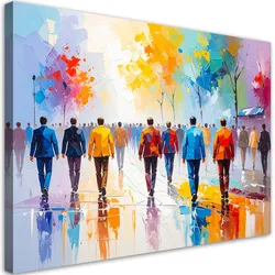 LEINWANDBILD Menschen auf der Straße Menschenmenge Stadt 90x60cm