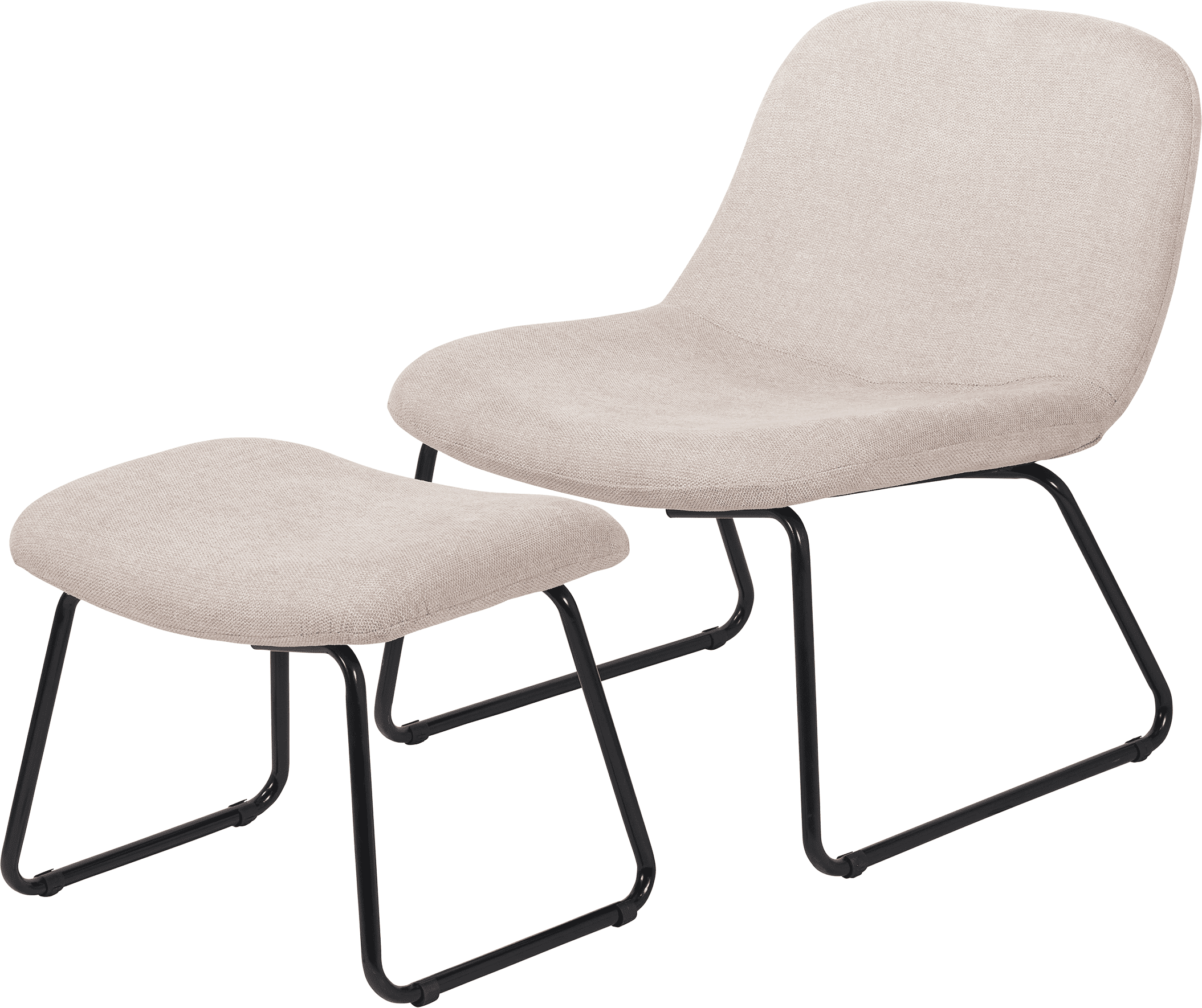 Lucca Cream Chenille Chair & Footstool Set