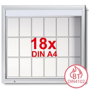 Showdown-Displays Schaukasten T-Linie LED B1 außen, 18 x A4, magnetisch, abschließbar, schwer entflammbar
