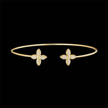 Edenly Durchbrochener Armreif BlÃ¼te - Doppeltes GlÃ¼ck - 18 Karat Gelbgold und