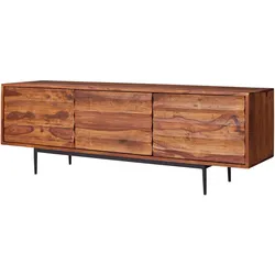 LOWBOARD Mango Massivholz Metall Industrial Stil für Fernseher bis 55 Zoll