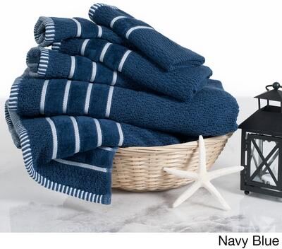 6-Piece Towel Set - Combed Cotton Rice Weave Bathroom Accessories by Windsor Home