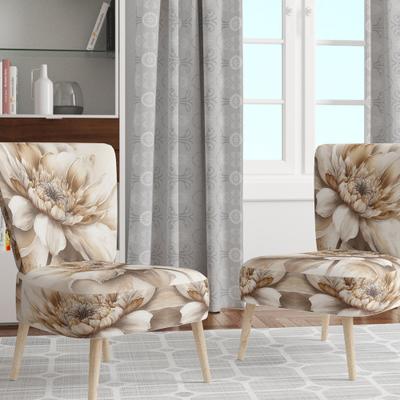 DESIGN ART "Designart ""Single Beige Flower III"" Upholstered Floral & Botanical Accent Chair and Traditional Arm Chair - Multiple Color"