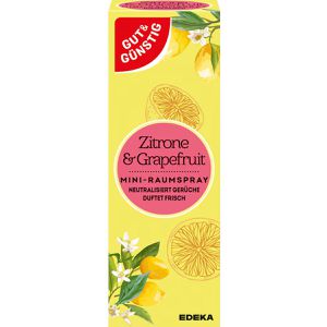 Gut&Günstig Raumduft Mini-Raumspray 25 ml, Nachfüller, gegen Gerüche, Zitrone & Grapefruit