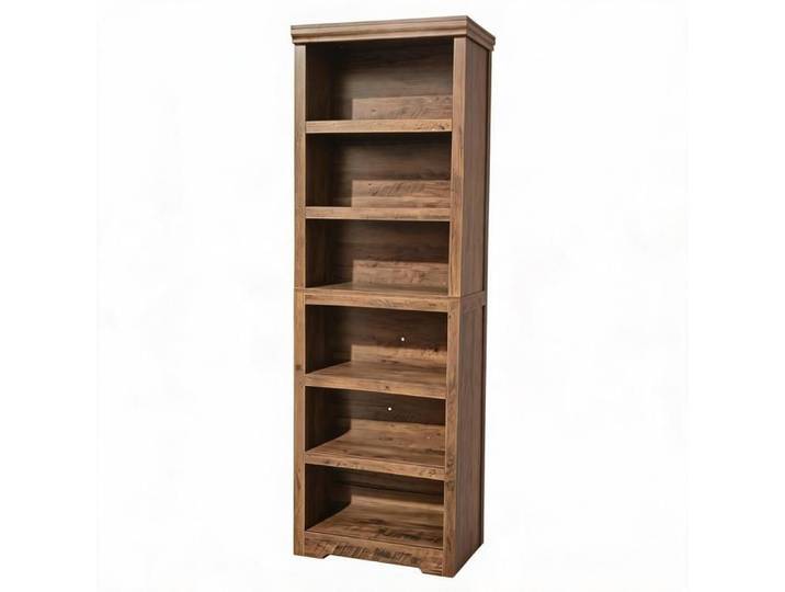 JoyGarden Bibliothèque ouverte style farmhouse 3 niveaux tablettes réglables MDF compact – Gris Carlo patiné – L80 cm