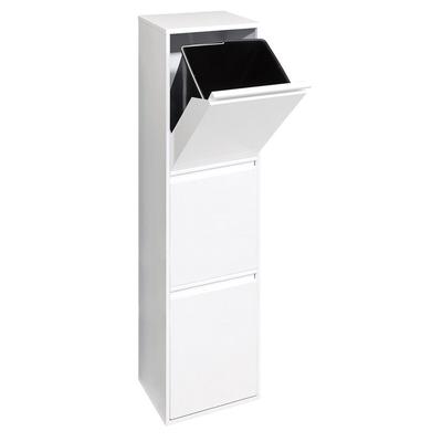 ARREGUI Basic CR301-B Recycling Abfalleimer / Mülleimer aus Stahl mit 3 Inneneimern, 3 Fach Mülltrennsystem, 3 x 17L (51L), weiß