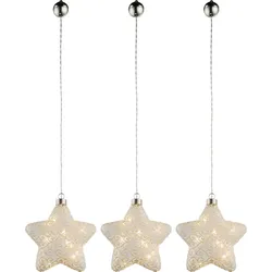 LED Weihnachtsstern Hängelampe Weihnachtsdeko Glas Baumschmuck, weiß, BxH 15 x 67 cm, 3er Set