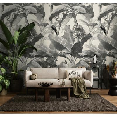 Fototapete LIVING WALLS "The Wall 4 Botanic – Tropische Bananenbäume Vlies-Fototapete", schwarz-weiß (schwarz), B:1,59m H:0m L:2,8m, Vinyl, Vlies, Tapeten, Tropische Bananenbäume mit dekorativer Tiefenwirkung