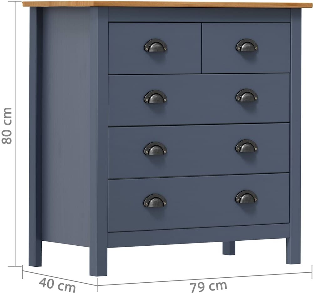 vidaXL Mesita de noche Hill madera maciza de pino gris 79x40x80 cm Gris