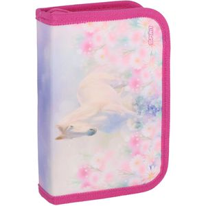 Spirit Federmäppchen 1-Zipp White Horse TTS 409091, Schüleretui, 28-teilig, aus Stoff, lila / pink