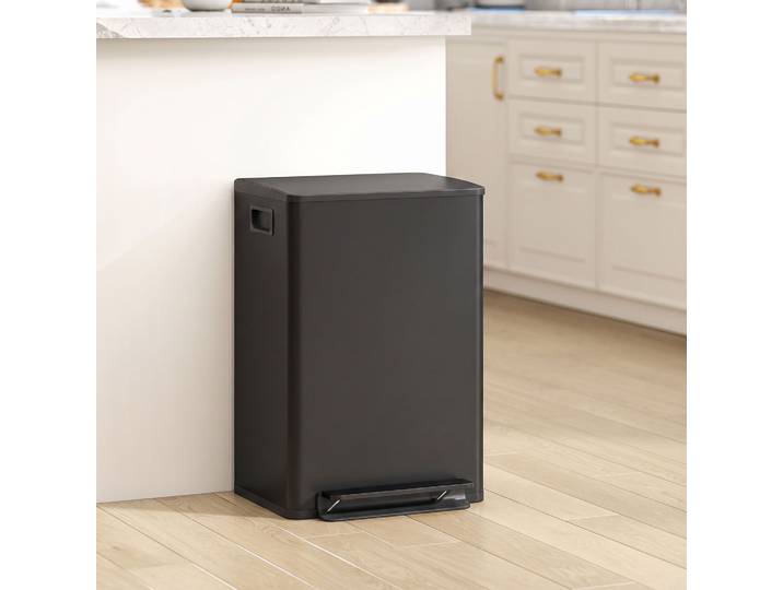 HOMCOM Poubelle 50L Cuisine Pédale Seau Amovible Noir