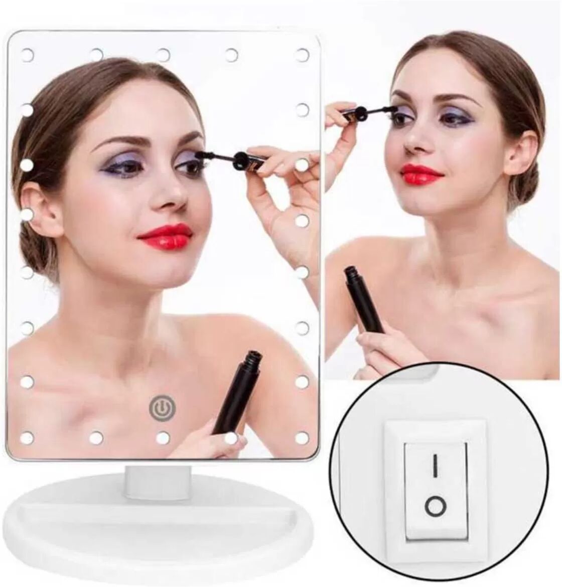 INF Miroir de Maquillage LED avec 16 Lumières - Miroir de Table Portable Blanc