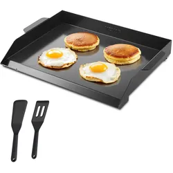 VEVOR Grillplatte Grillpfanne Karbonstahl universelle rechteckige Platte (502 x 370 mm) mit flacher Oberseite, Gasgrill-Grillplatte für BBQ-Grill Teppanyaki, tragbares Familienkochgeschirr mit Griff