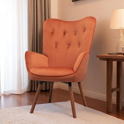"28.35"" Polyester Mid-Century Modern Wingback Accent Chair with Button-Tufted Design and Solid Wood Splayed Legs"