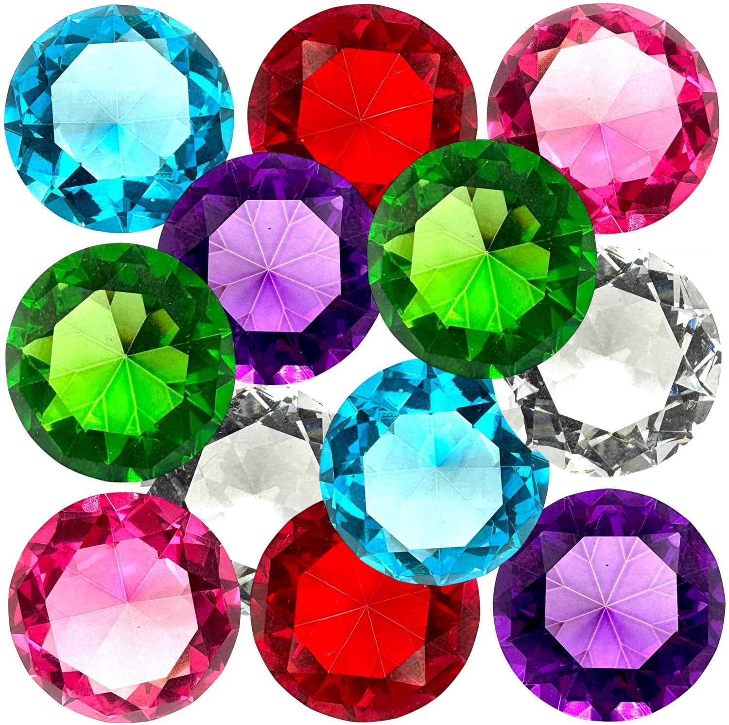 Set van 12 Decoratieve Glazen Diamanten - Kleurrijke Kristallen