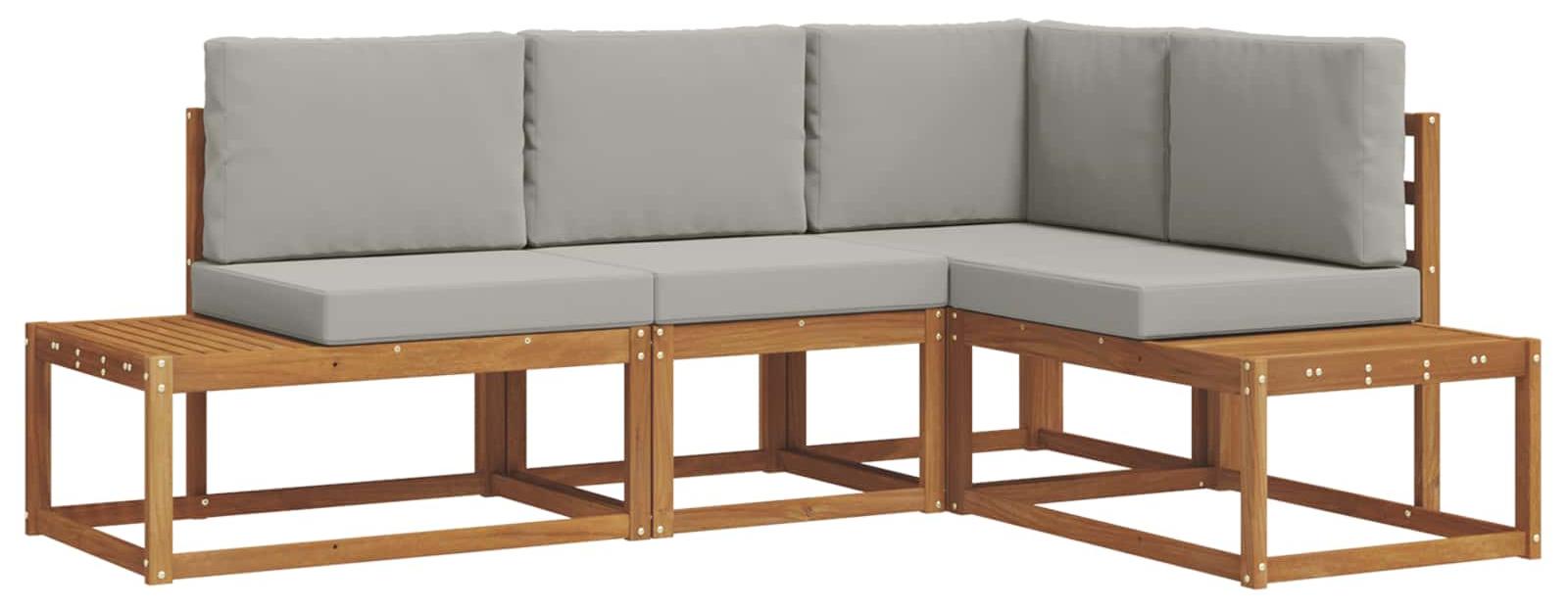 vidaXL 4 stk. Outdoor-Sofagarnitur Massives Akazienholz und Polyester