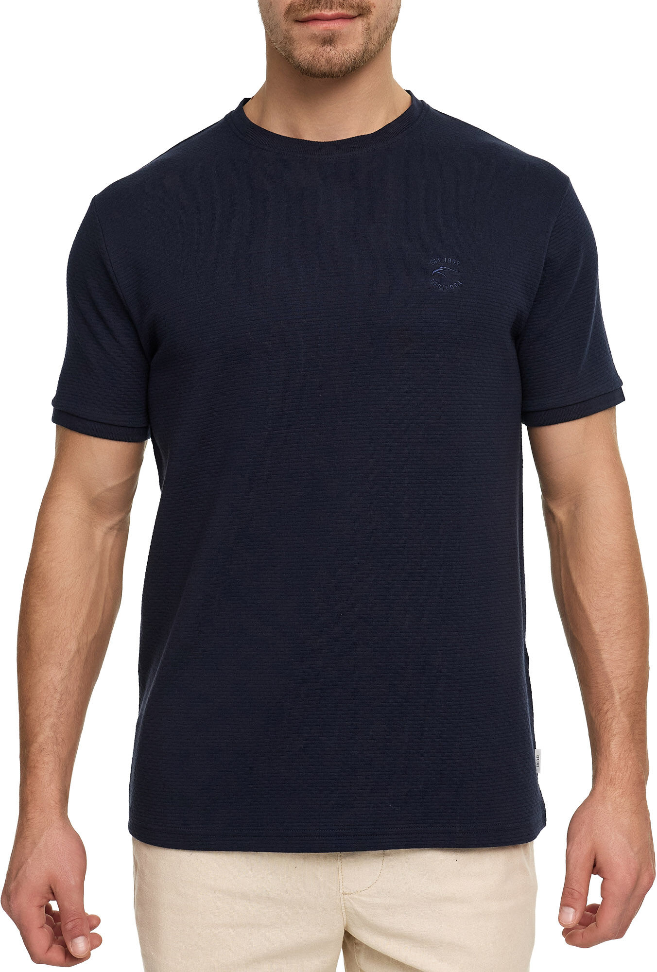 T-Shirt INDICODE "INDover", Herren, Gr. S, blau (sky captain), Single Jersey, Obermaterial: 100% Baumwolle, unifarben, regular fit normal, Rundhals, Shirts T-Shirt sky captain S