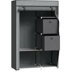 OKWISH Stoffschrank Faltschrank Kleiderschrank 102x43x163 cm Dunkelgrau mit Reißverschluss Kleiderstange 6 Einlegeböden staubschützend mobil