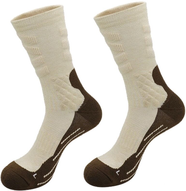 INF Rutschfeste, mittelhohe Wandersocken – Merinowolle mit gepolstertem Frottee-Fußbett, atmungsaktiv, schnell trocknend und Aprikose