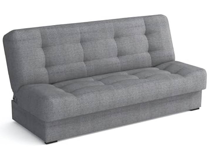 MEBLE-LUX Schlafsofa mit Bettkasten Livia, Schlafcouch 170cm Breit, Sofa mit Schlaffunktion, Federkern, Klappsofa mit Bettfunktion, Zusätzlicher Stauraum, Praktisch und Funktionell, Sofa Grau