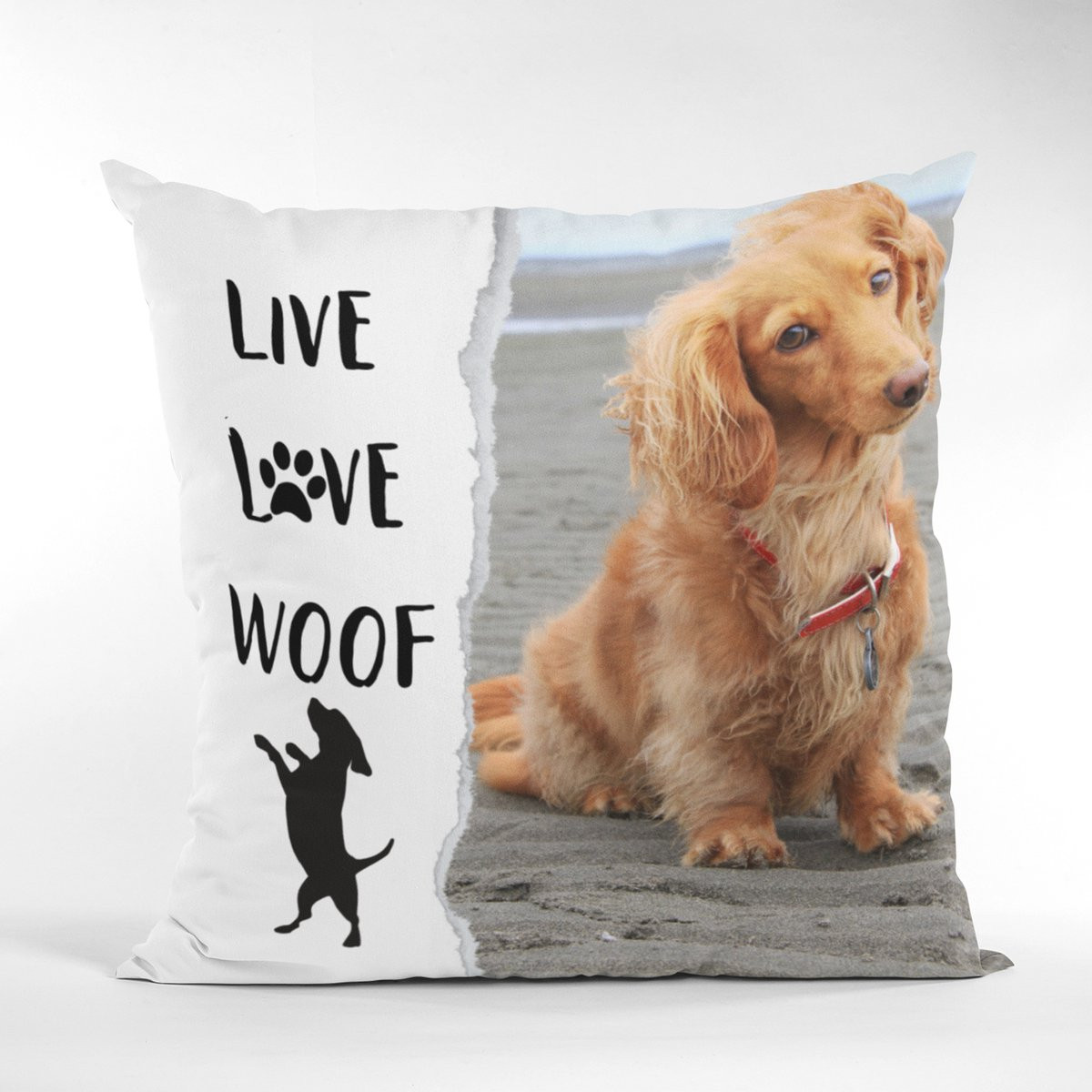 Live Love Woof kussen van polyester, 30 cm