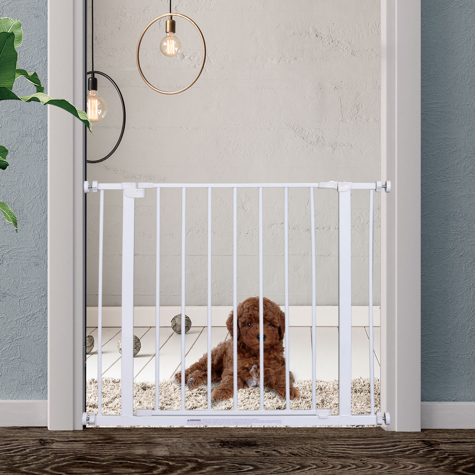 Pawhut Cancelletto di Sicurezza per Bambini e Animali Domestici Bianco 76 x 72-82 cm Aosom