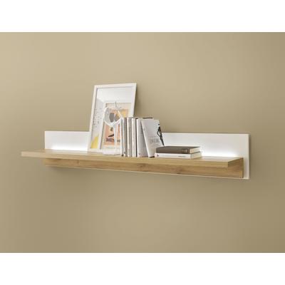 Wandboard HOME AFFAIRE "LONG ISLAND", weiß (weiß, eiche), B:150cm H:24cm T:24cm, Holzwerkstoff, Regale, Wandboard, in moderner Trendfarbe, inklusive Beleuchtung