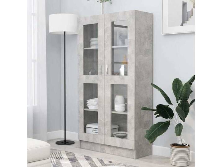 SALE 2024  Armoire à vitrine - Bibliothèque JMS - Armoire à vitrine Gris béton 82 5x30 5x150cm - Bois d'ingénierie ABHT 7093609