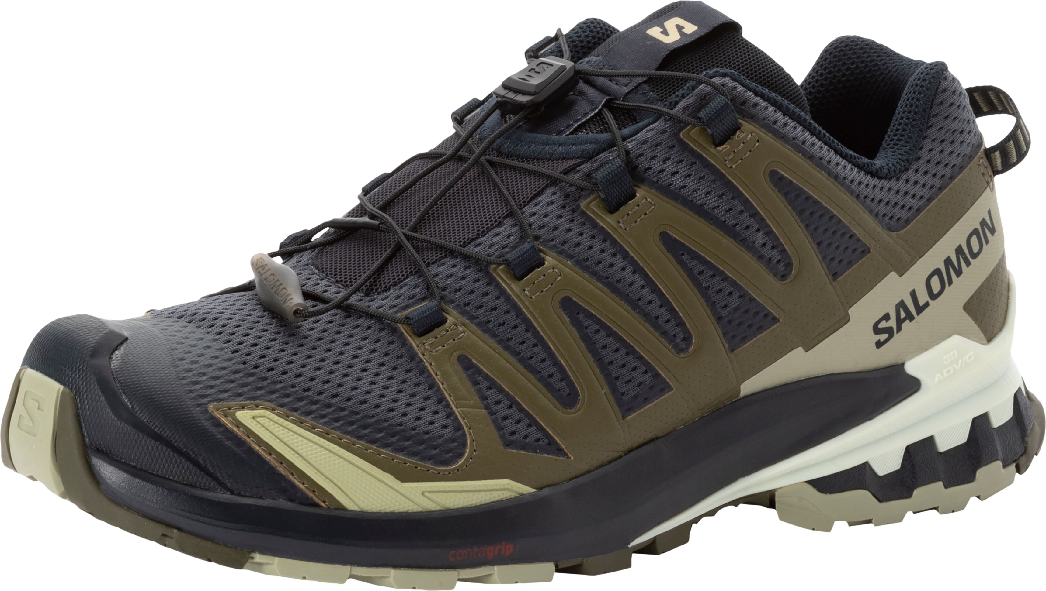 Trailrunningschuh SALOMON "XA PRO 3D V9", Herren, Gr. 44, grün (oliv), Synthetik, Textil, Schuhe Trailrunningschuh, für mehr Grip oliv 44