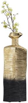 Sagebrook Home Decorative Vase - Gold/Black Metal Geometric Neck Ridged, 20