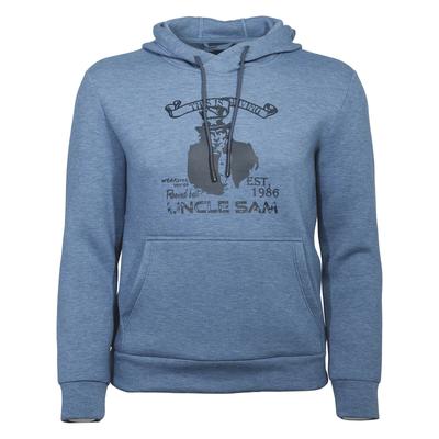Hoodie UNCLE SAM "Sam Scuba Hoody", Herren, Gr. 3XL, blau (rauchblau), Obermaterial: 100% Polyester PES., Sweatshirts Hoodie