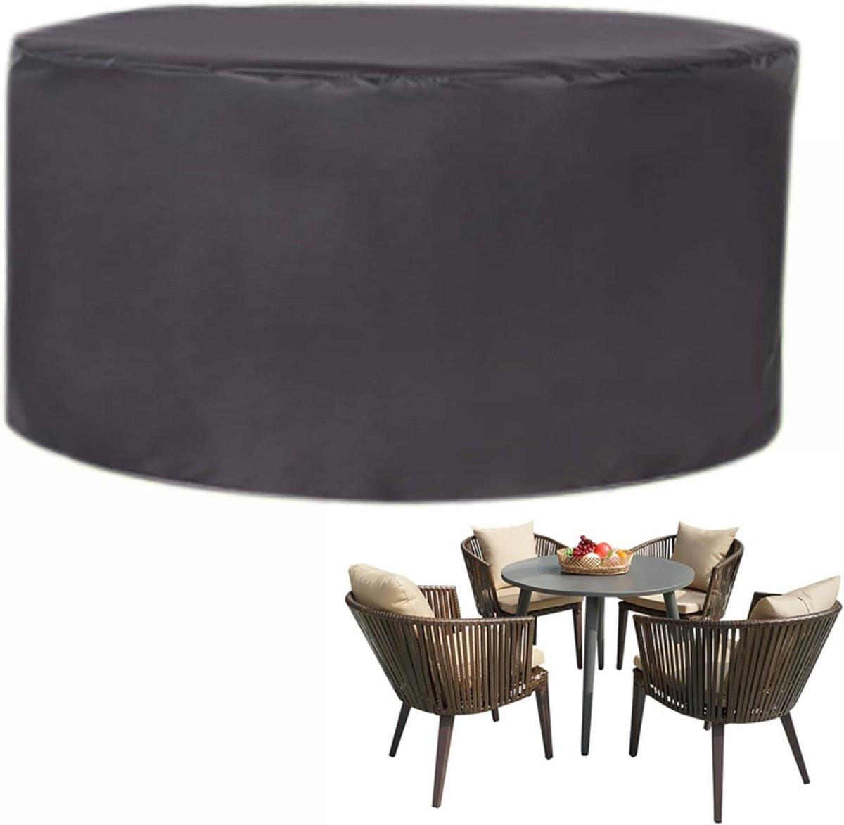 Tuinmeubelhoes Rond - Waterdicht Patio Tafelkleed - Zwart - 150 x 80 cm