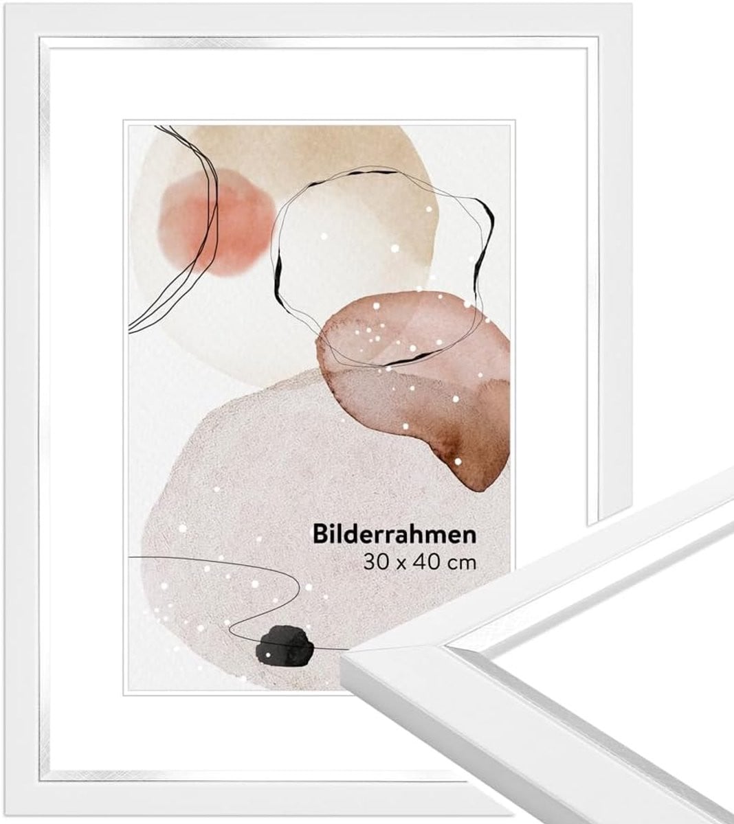 Houten Fotolijst DIN A4 Wit met Zilveren Rand Modern
