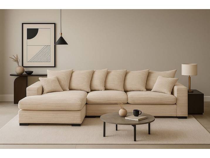 Kaiser Möbel Ecksofa Sofa L-form, Couch L-form Gabon stoff Zoom Ottomane